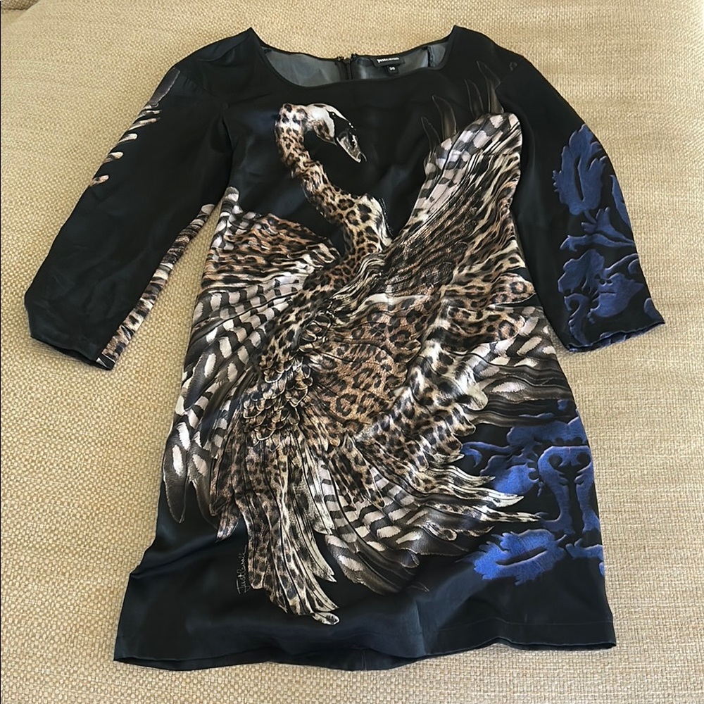 Elegant Black Dress with Swan Design